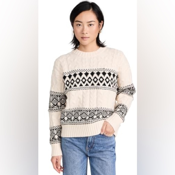 Line & Dot Montana Faire Isle Sweater Cream/Black - Picture 6 of 16